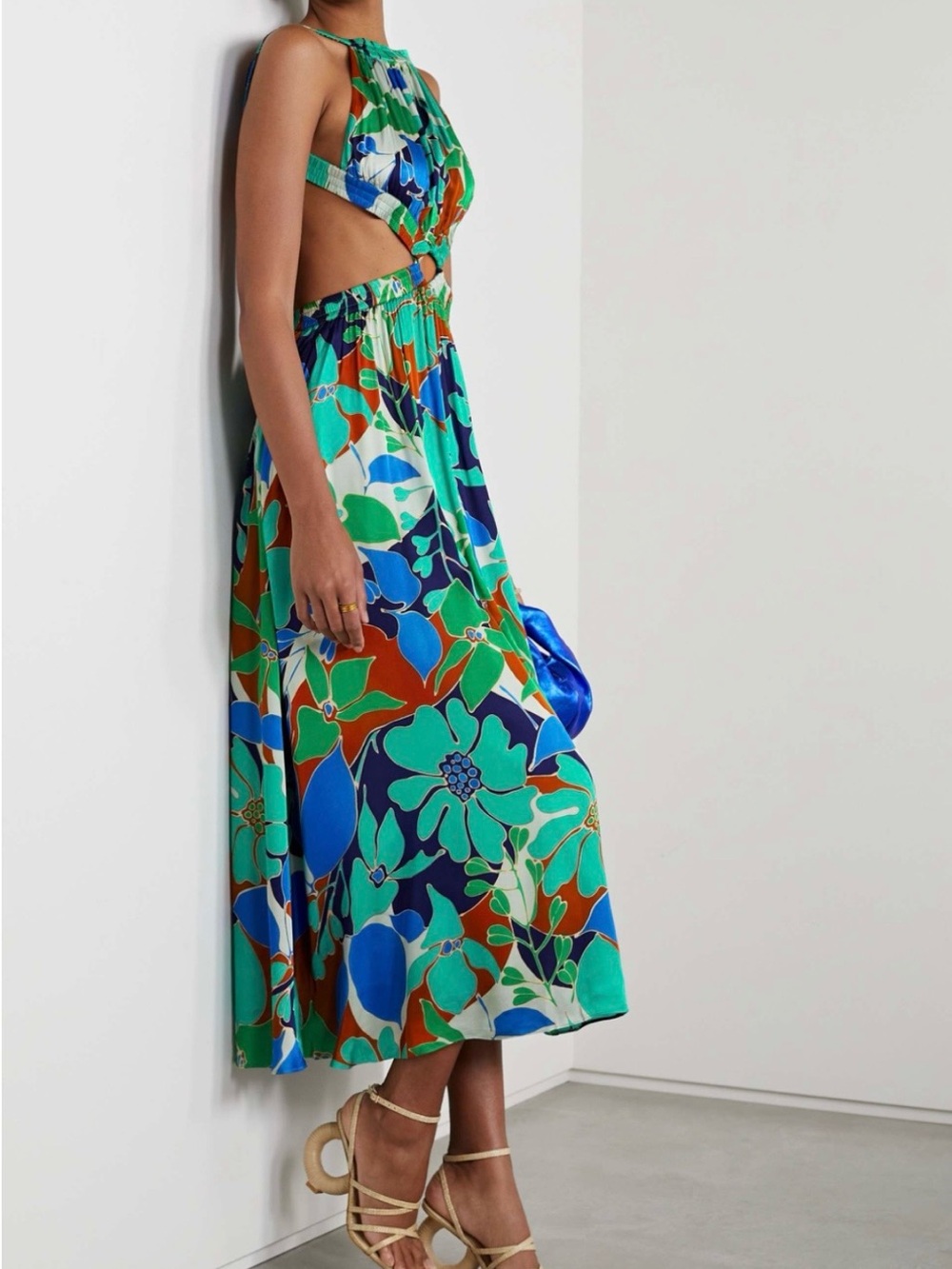 cult gaia Green Floral Cutout Midi Dress - Picture 4 of 11